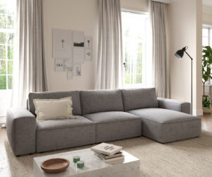 Ecksofa Lanzo L 360x160 cm Mikrofaser Grau Recamiere variabel