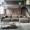 Ecksofa Lanzo XL 380x175 cm Mikrofaser Khakibraun Recamiere variabel