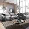 Wohnlandschaft Lanzo XL 370x280 cm Mikrofaser Grau Recamiere variabel