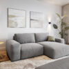 Ecksofa Lanzo L 260x160 cmMikorfaser Grau Recamiere variabel mit Hocker