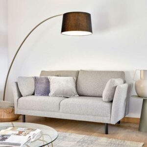 Hellgraues Zweisitzer Sofa aus Chenillegewebe Skandi Design