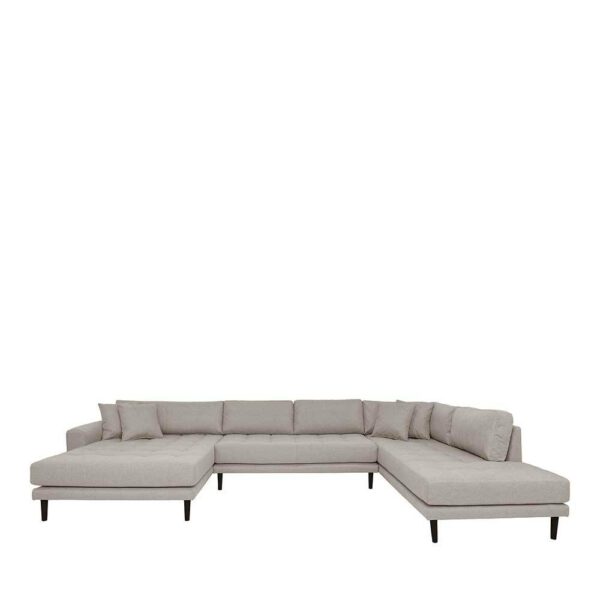 Ecksofa in U Form in Beigegrau und Schwarz 370 cm breit