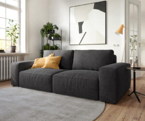 Big-Sofa Lanzo L 250x105 cm Mikrofaser Schwarz