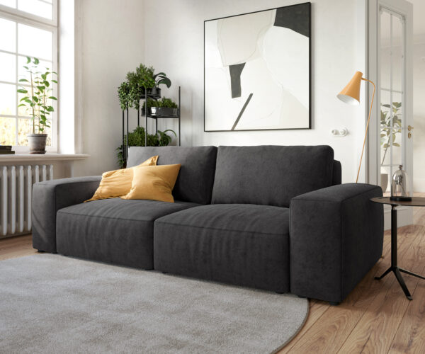 Big-Sofa Lanzo L 250x105 cm Mikrofaser Schwarz