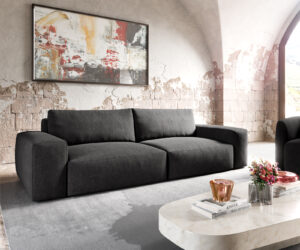 Big-Sofa Lanzo XL 270x125 cm Mikrofaser Schwarz