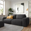 Big-Sofa Lanzo L 250x105 cm Mikrofaser Schwarz mit Hocker