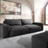 Big-Sofa Lanzo XL 270x125 cm Mikrofaser Schwarz mit Hocker