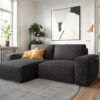Ecksofa Lanzo L 260x160 cm Mikrofaser Schwarz Recamiere variabel