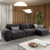Ecksofa Lanzo L 360x160 cm Mikrofaser Schwarz Recamiere variabel