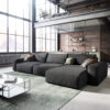 Ecksofa Lanzo XL 380x175 cm Mikrofaser Schwarz Recamiere variabel