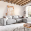 Ecksofa Lanzo XL 380x175 cm Cord Silbergrau Recamiere variabel