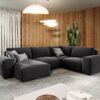 Wohnlandschaft Lanzo L 330x230 cm Mikrofaser Schwarz Recamiere variabel