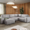 Wohnlandschaft Lanzo L 330x230 cm Cord Silbergrau Recamiere variabel