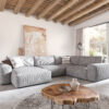 Wohnlandschaft Lanzo XL 370x260 cm Cord Silbergrau Recamiere variabel