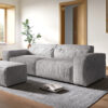 Big-Sofa Sirpio XL 270x125 cm Cord Silbergrau mit Hocker