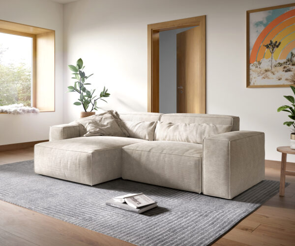 Ecksofa Sirpio XL 270x175 cm Cord Beige Recamiere variabel