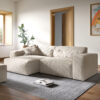 Ecksofa Sirpio XL 270x175 cm Cord Beige Recamiere variabel mit Hocker