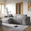 Ecksofa Sirpio XL 270x175 cm Cord Silbergrau Recamiere variabel mit Hocker