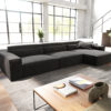 Ecksofa Sirpio XL 370x175 cm Mikrofaser Schwarz Recamiere variabel