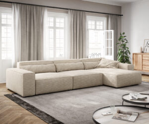 Ecksofa Sirpio XL 370x175 cm Cord Beige Recamiere variabel