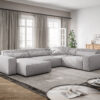Wohnlandschaft Sirpio XL 360x260 cm Cord Silbergrau Recamiere variabel