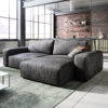 Ecksofa Lanzo L 260x160 cm Lederimitat Vintage Anthrazit Recamiere variabel