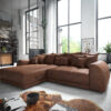 Eckcouch Violetta 300 x 220 cm Lederimitat   Braun Recamiere variabel
