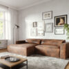 Eckcouch Brom 265 x 150 cm Lederimitat Braun Recamiere links