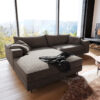 Eckcouch Fabrizia 295 x 205 cm Mikrofaser Khakibraun Recamiere links