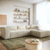 Eckcouch Brom 260 x 175 cm Cord Beige Recamiere rechts