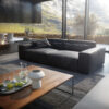 Big-Sofa Sirpio XL 270x125 cm Lederimitat Vintage Anthrazit