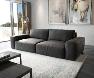 Big-Sofa Lanzo XL 270x125 cm Lederimitat Vintage Anthrazit