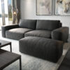 Big-Sofa Lanzo XL 270x125 cm Lederimitat Vintage Anthrazit mit Hocker
