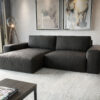 Ecksofa Lanzo XL 280x175 cm Lederimitat Vintage Anthrazit Recamiere variabel