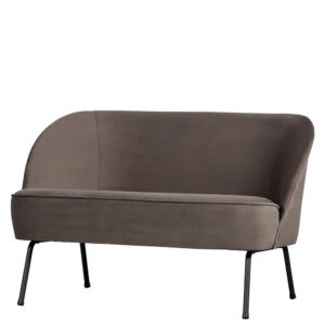 Retro Zweisitzer Sofa aus Samt und Metall Hellbraun und Schwarz