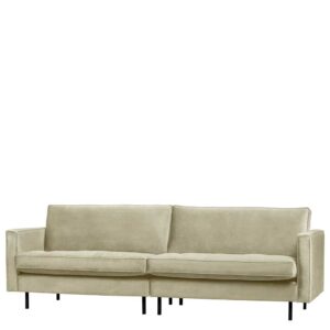 Retro Dreisitzer Couch in Graugrün Samt 47 cm Sitzhöhe