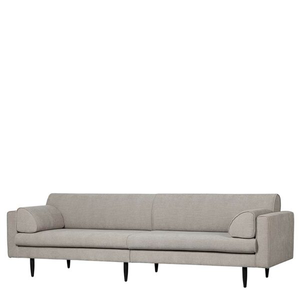 Dreisitzer Sofa in Beigegrau mit Armlehnen Vierfußgestell aus Metall