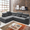 Wohnlandschaft Pervin 320x230 cm Mikrofaser Anthrazit Ottomane links inkl. elektrischer Sitztiefenverstellung