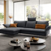 Ecksofa Nerio 300 x 190 cm Flachgewebe Anthrazit Recamiere links