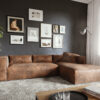 Eckcouch Brom 260x175 cm Lederimitat  Braun Recamiere rechts