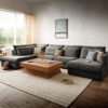Wohnlandschaft Isla 430x225 cm Chenille Anthrazit Ottomane links