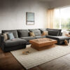 Wohnlandschaft Isla 430x225 cm Chenille Anthrazit Ottomane rechts