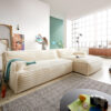 Ecksofa Basit 330x165 cm Plüschcord Beige Recamiere rechts