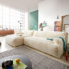 Ecksofa Basit 330x165 cm Plüschcord Beige Recamiere links