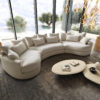 Megasofa Estrea 410x155 cm Bouclé Creme-weiß Rundsofa