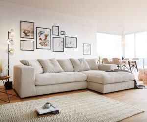 Ecksofa Svada 285x175 cm Mikrofaser Beige Recamiere rechts