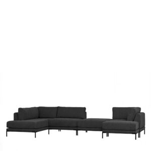 U Sofa Dunkelgrau 400 cm mit Armlehnen fünf Sitzplätzen (fünfteilig)