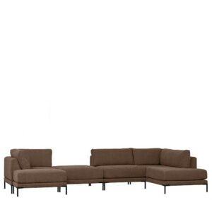 Wohnzimmer Couch XXL in Braun Stoff fünf Sitzplätzen (fünfteilig)