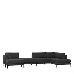 U Sofa Dunkelgrau Stoff mit fünf Sitzplätzen 400 cm breit (fünfteilig)