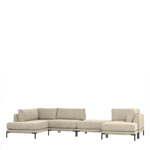 Modul Sofa Kombination 5-teilig in Beige Fußgestell aus Metall (fünfteilig)